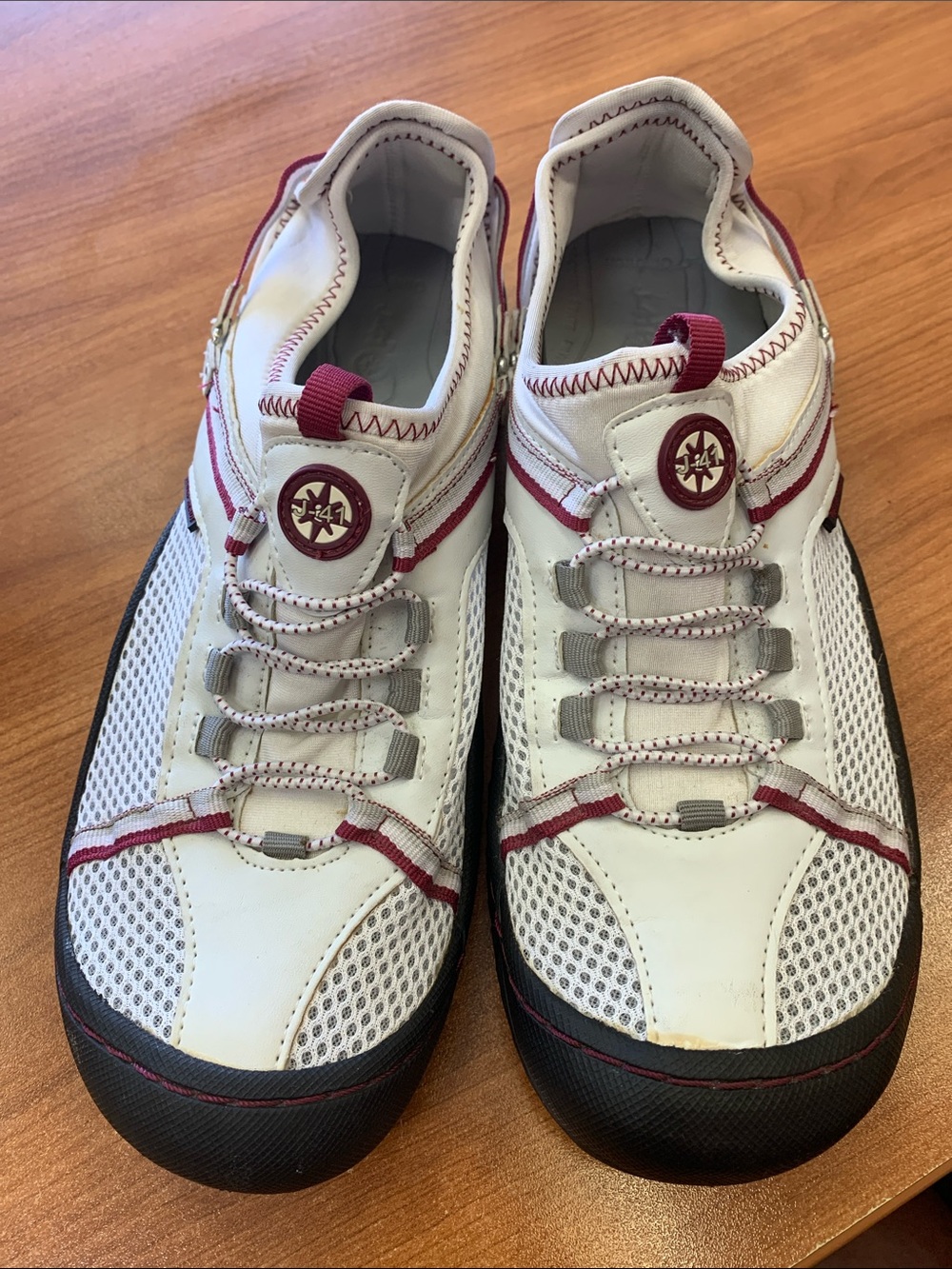 J-41 Jambu “Tahoe” Water Ready/Adventure Sneaker in Burgundy and White